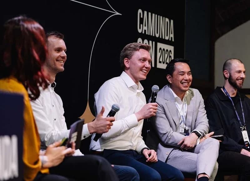 A panel discussion on stage at CamundaCon 2026